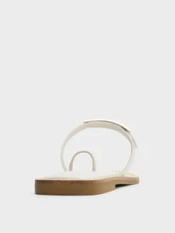 Metallic-Bar Toe-Ring Sandals