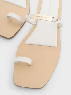 Metallic-Bar Toe-Ring Sandals