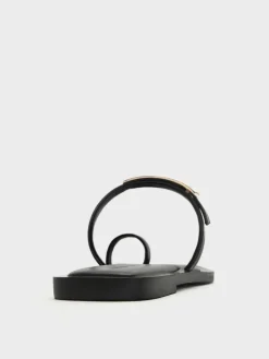 Metallic-Bar Toe-Ring Sandals