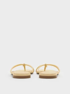 Metallic-Charm Strappy Thong Sandals