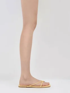 Metallic-Charm Strappy Thong Sandals