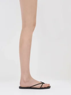 Metallic-Charm Strappy Thong Sandals