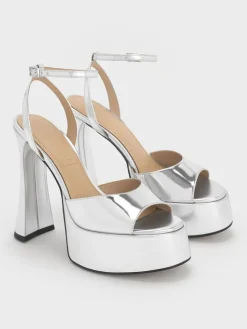 Michelle Metallic Leather Platform Sandals