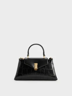 Micro Lilibet Croc-Effect Top Handle Bag