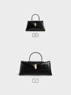 Micro Lilibet Croc-Effect Top Handle Bag