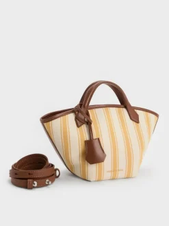Mini Ivanna Canvas Striped Tote Bag