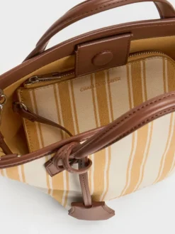 Mini Ivanna Canvas Striped Tote Bag
