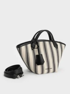 Mini Ivanna Canvas Striped Tote Bag