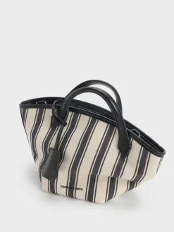 Mini Ivanna Canvas Striped Tote Bag