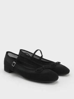 Mulligan Faux Suede & Mesh Mary Janes