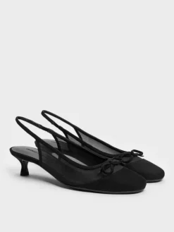 Mulligan Mesh Bow Slingback Pumps