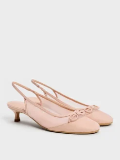 Mulligan Mesh Bow Slingback Pumps