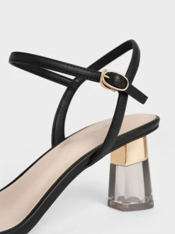 Oleana Clear Trapeze Heel Sandals