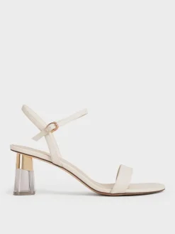 Oleana Clear Trapeze Heel Sandals