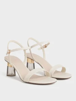 Oleana Clear Trapeze Heel Sandals