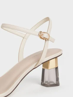 Oleana Clear Trapeze Heel Sandals