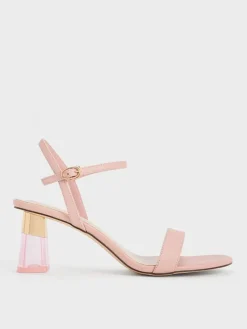 Oleana Clear Trapeze Heel Sandals