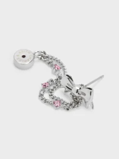 Paige Crystal-Chain Bow Drop Earrings