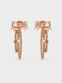 Paige Crystal-Chain Bow Drop Earrings