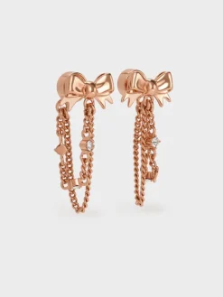 Paige Crystal-Chain Bow Drop Earrings