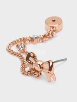 Paige Crystal-Chain Bow Drop Earrings