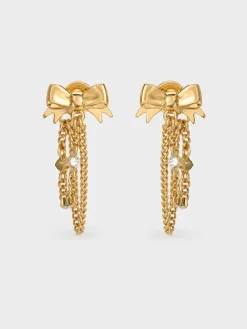 Paige Crystal-Chain Bow Drop Earrings