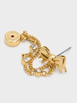 Paige Crystal-Chain Bow Drop Earrings