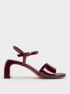 Patent Ankle-Strap Heeled Sandals