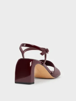 Patent Ankle-Strap Heeled Sandals