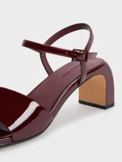 Patent Ankle-Strap Heeled Sandals