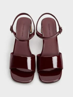 Patent Ankle-Strap Heeled Sandals