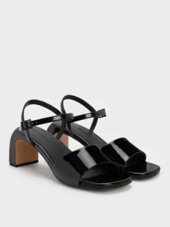 Patent Ankle-Strap Heeled Sandals