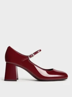 Patent Block-Heel Mary Jane Pumps