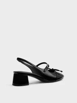 Patent Bow Slingback Pumps