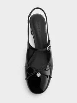 Patent Bow Slingback Pumps