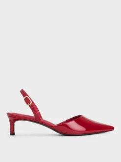 Patent Pointed Slingback Kitten Heels