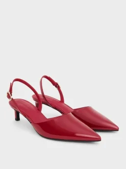 Patent Pointed Slingback Kitten Heels