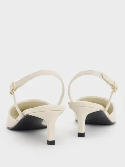 Patent Pointed Slingback Kitten Heels