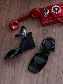 Patent Translucent-Heel Wedges