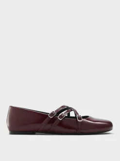 Patent Triple-Strap Mary Jane Flats