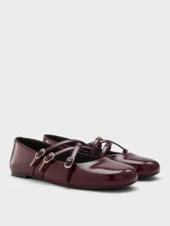 Patent Triple-Strap Mary Jane Flats