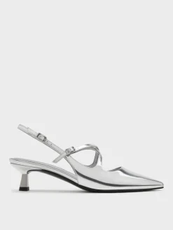 Pauline Metallic Crossover Kitten Heels