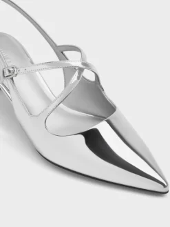 Pauline Metallic Crossover Kitten Heels