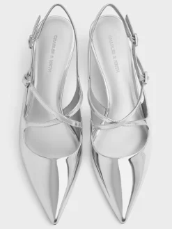 Pauline Metallic Crossover Kitten Heels