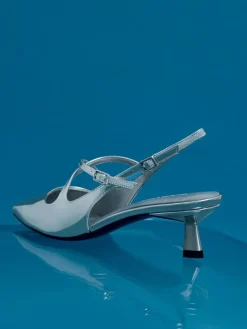 Pauline Metallic Crossover Kitten Heels