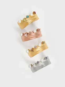 Pearl & Crystal Open-Band Ring