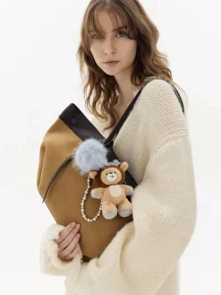 Pearl Beaded-Strap Furry Ball Charm