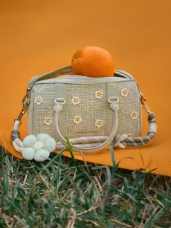 Philomena Raffia Flower Bowling Bag