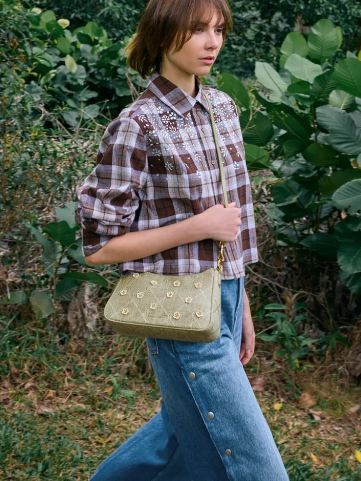 Philomena Raffia Flower Crossbody Bag