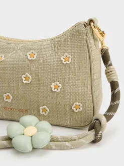 Philomena Raffia Flower Crossbody Bag